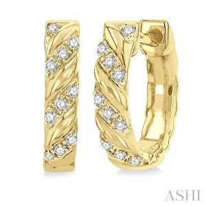 1/10 ctw Half Twirl Round Cut Diamond Huggie Petite Earrings in 10K Yellow Gold