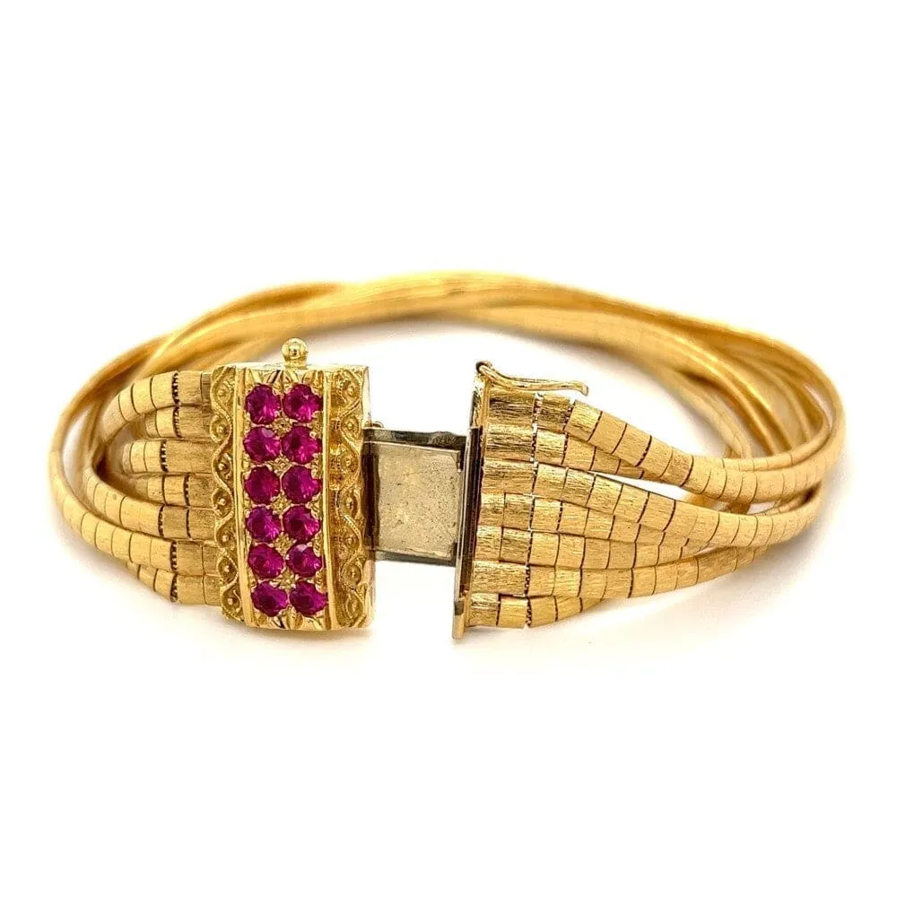 18K YG Stunning 7 Row Satin Gold Bracelet 47.8g, 1x8’ Regard Jewelry Austin, Texas