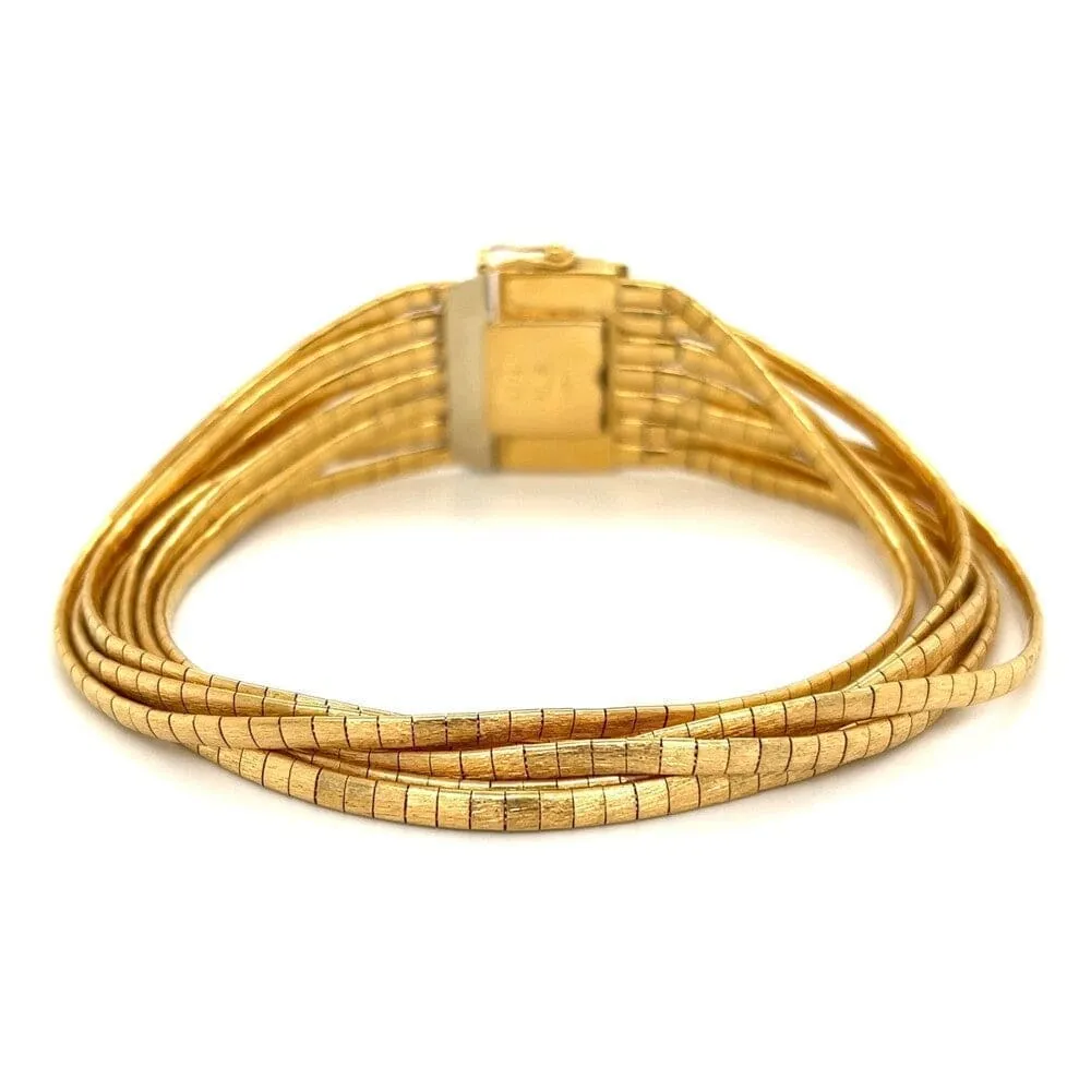 18K YG Stunning 7 Row Satin Gold Bracelet 47.8g, 1x8’ Regard Jewelry Austin, Texas