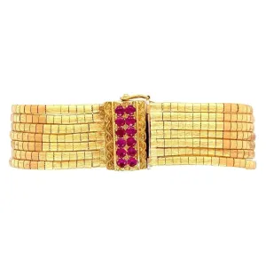 18K YG Stunning 7 Row Satin Gold Bracelet 47.8g, 1x8’ Regard Jewelry Austin, Texas