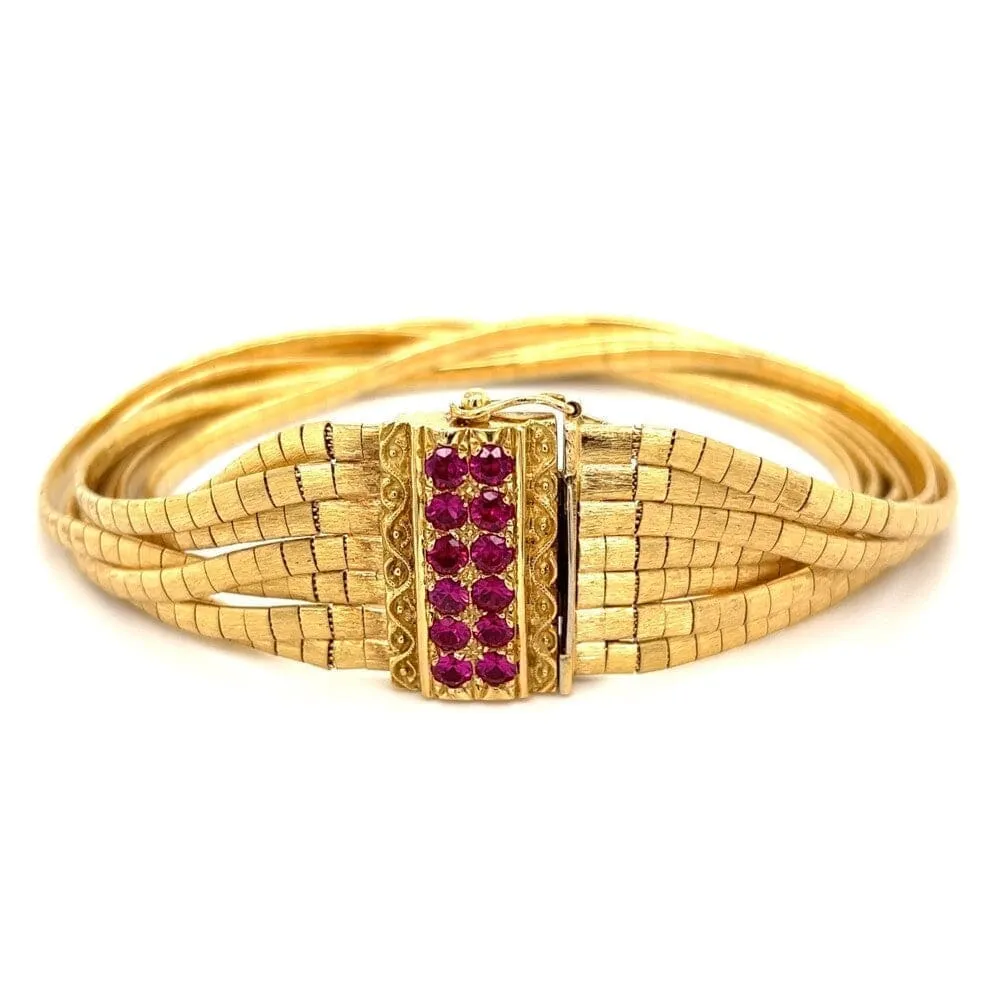 18K YG Stunning 7 Row Satin Gold Bracelet 47.8g, 1x8’ Regard Jewelry Austin, Texas