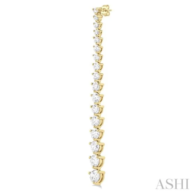 3.00 ctw Round Cut Diamond Riviera Drop Earring in 14K Yellow Gold