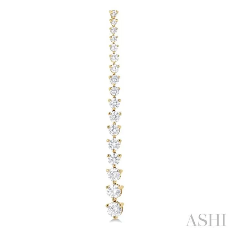 3.00 ctw Round Cut Diamond Riviera Drop Earring in 14K Yellow Gold