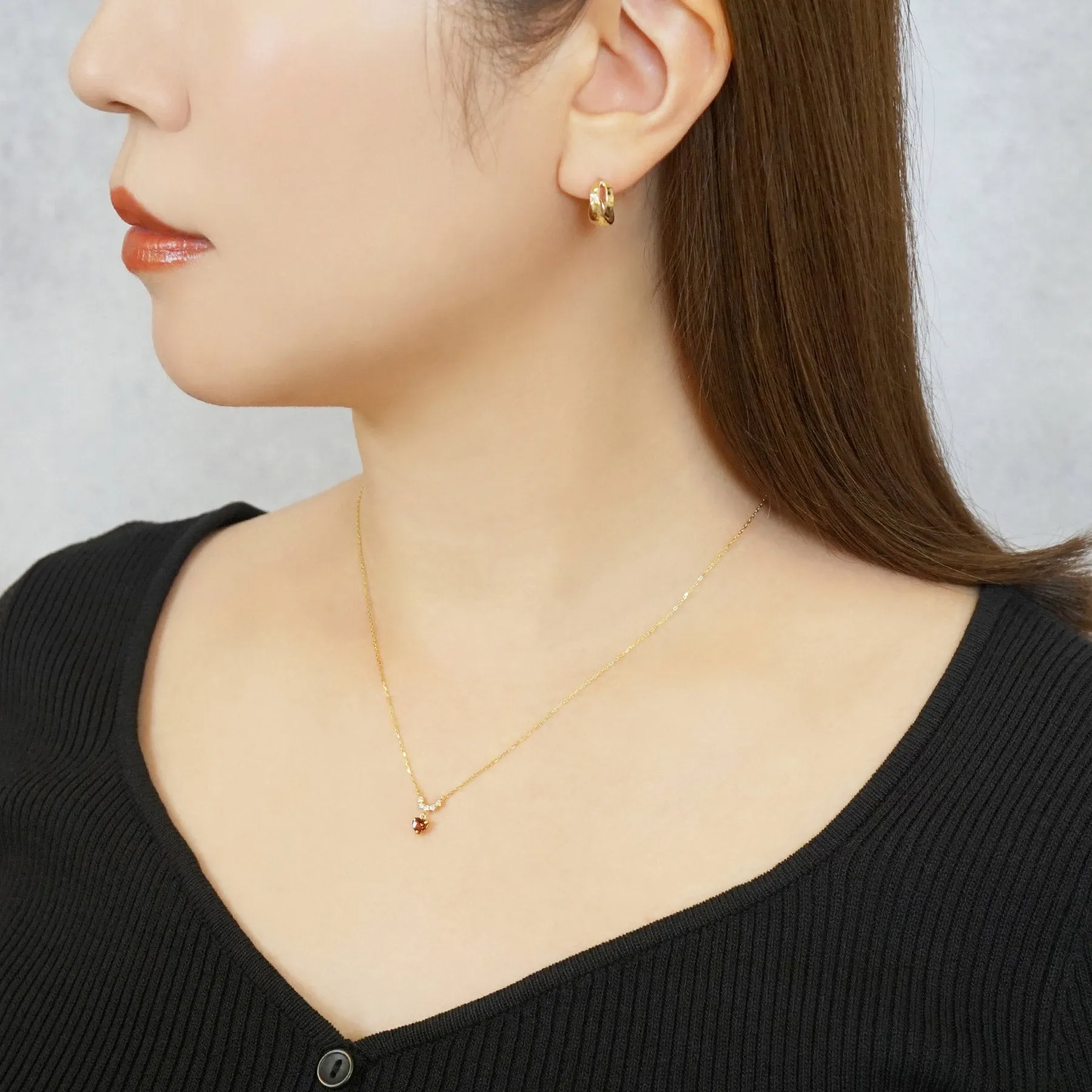 925 Sterling Silver Garnet Heart Swinging Necklace