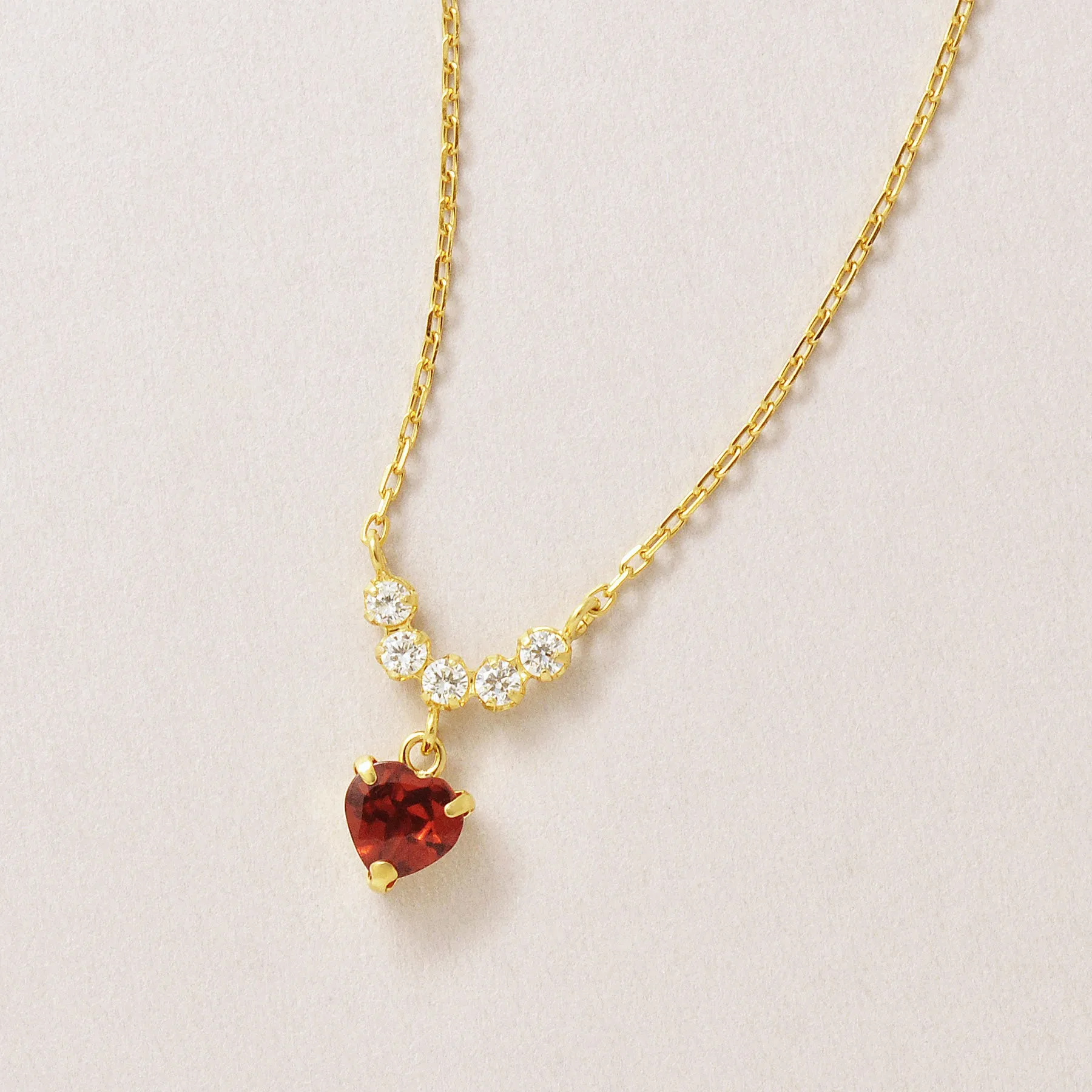 925 Sterling Silver Garnet Heart Swinging Necklace