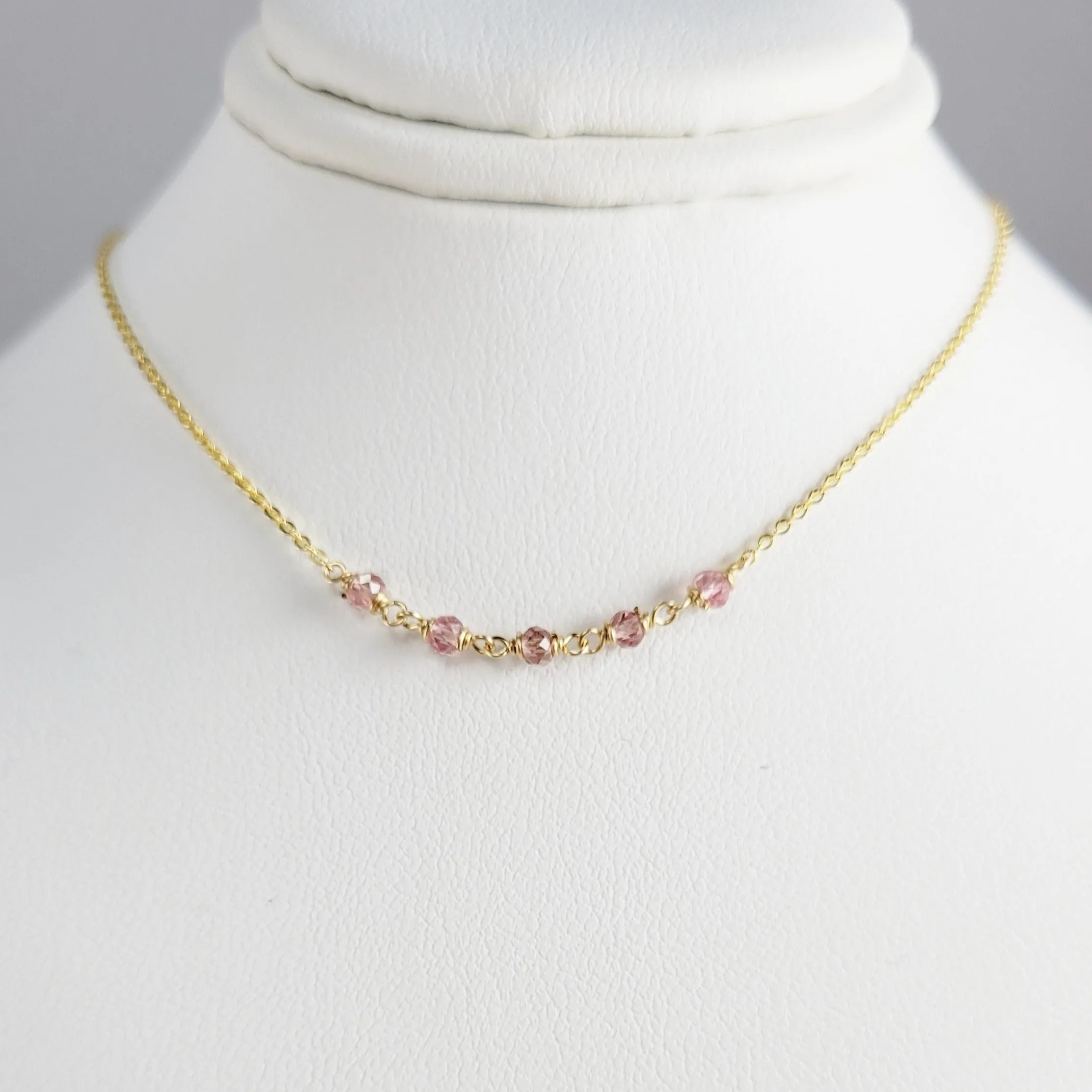 Beaded Pink Tourmaline Necklace
