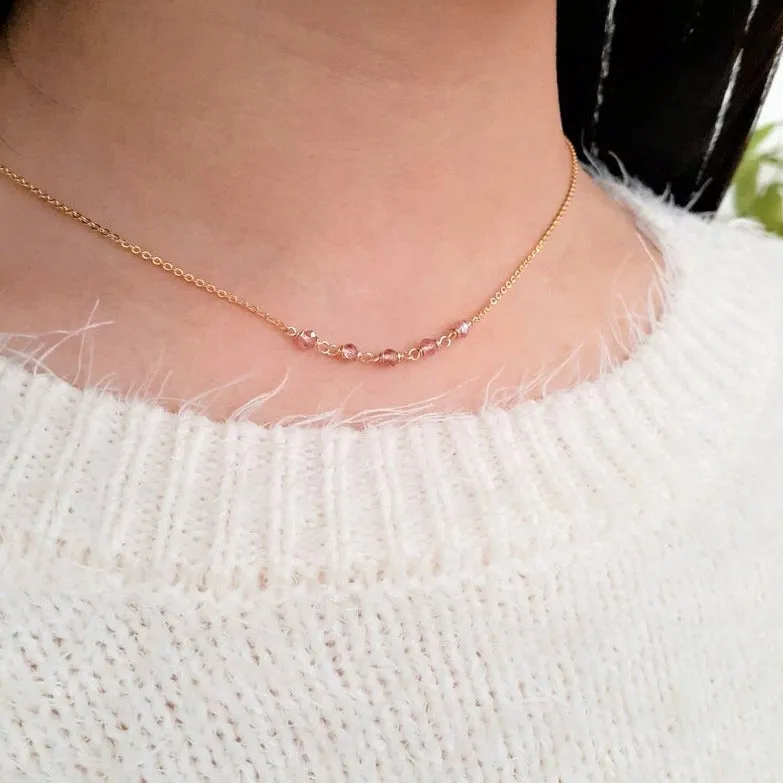 Beaded Pink Tourmaline Necklace
