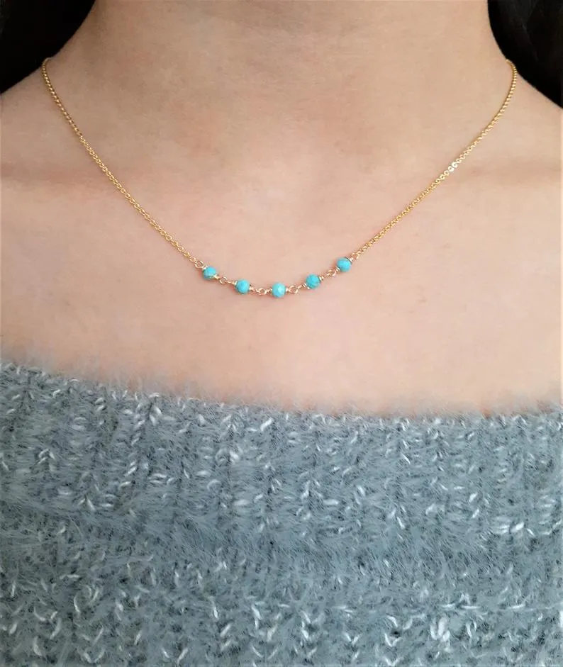 Beaded Sleeping Beauty Turquoise Necklace