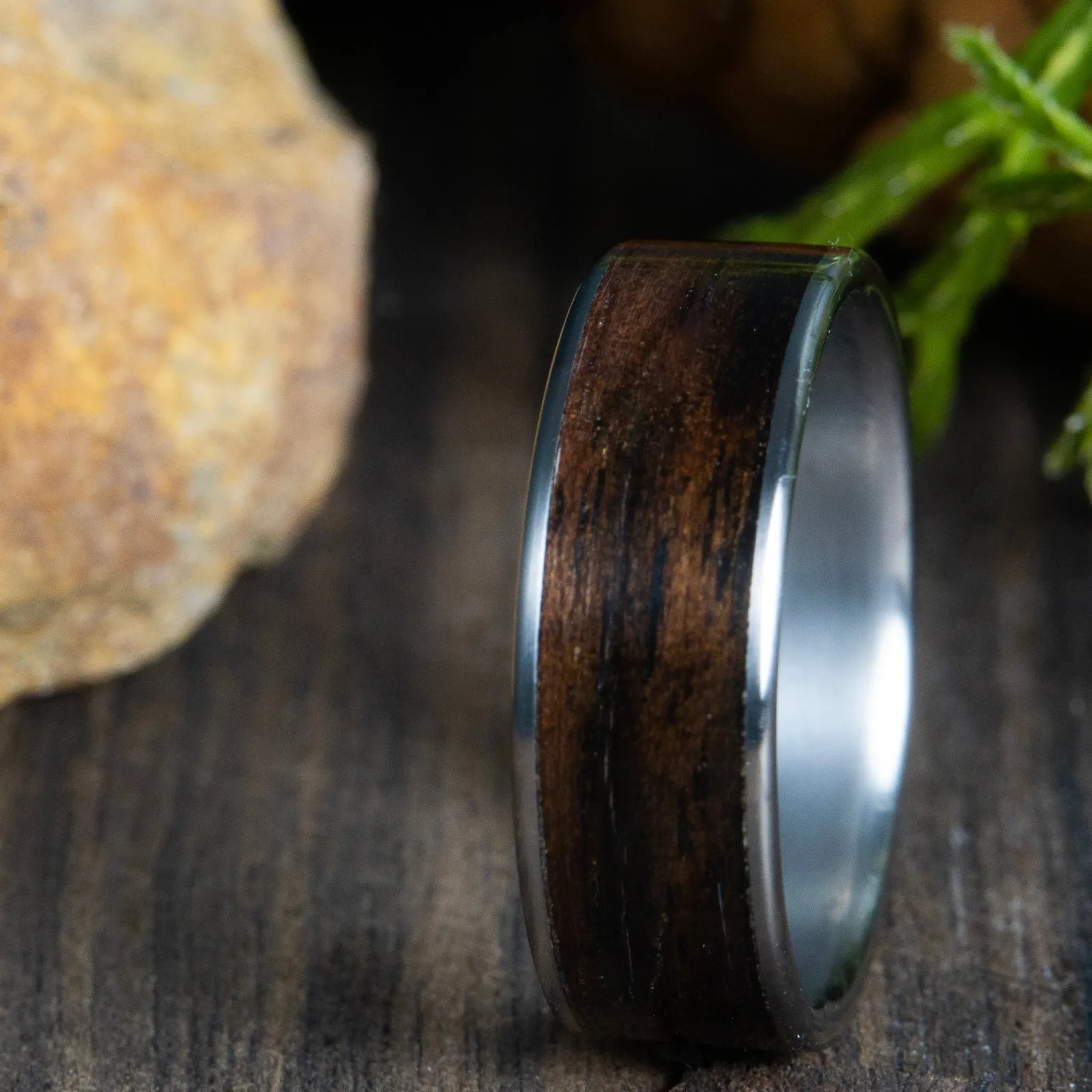 Ebony ring with titanium