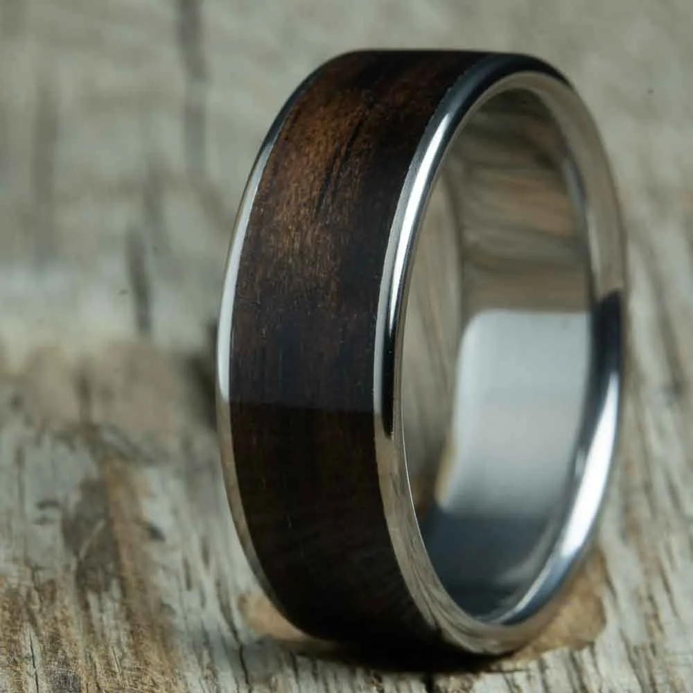 Ebony ring with titanium