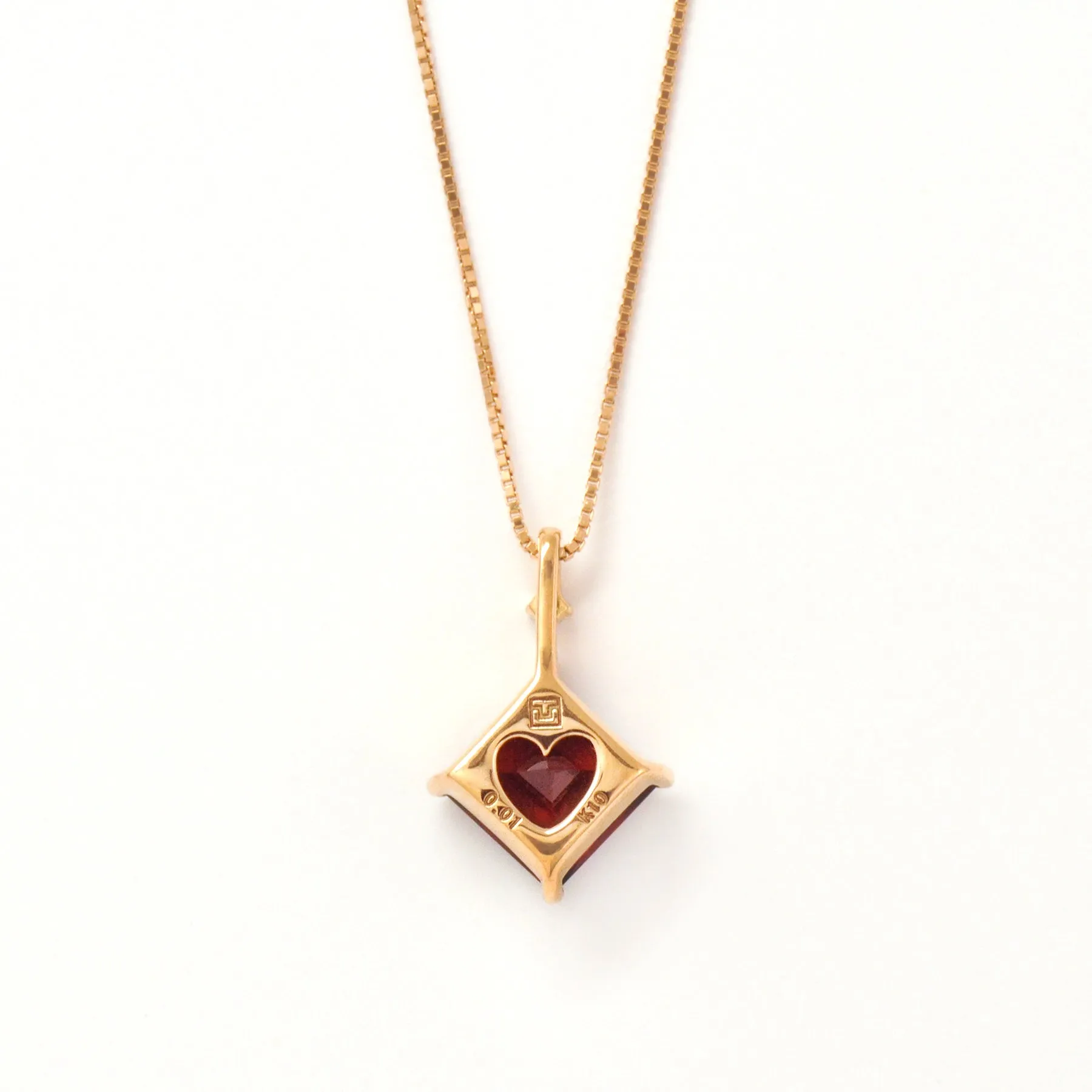 Garnet Square Necklace (10K Rose Gold)