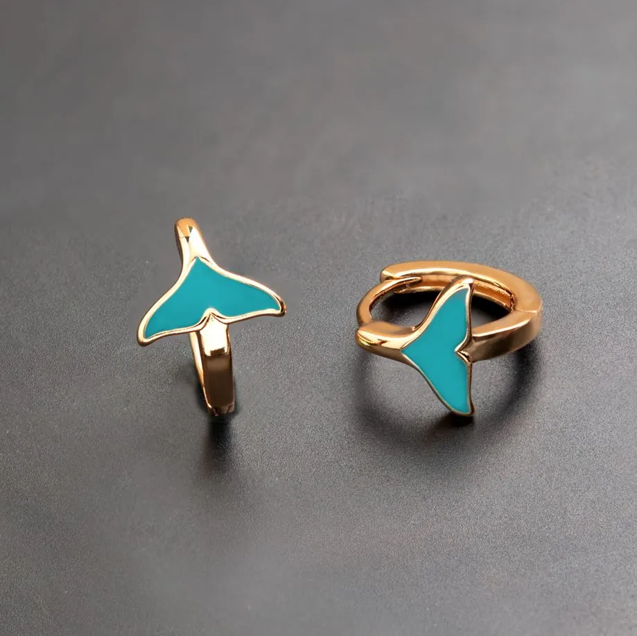 Gold Plated Floral Shaped Enamel Bali Hoops Earring