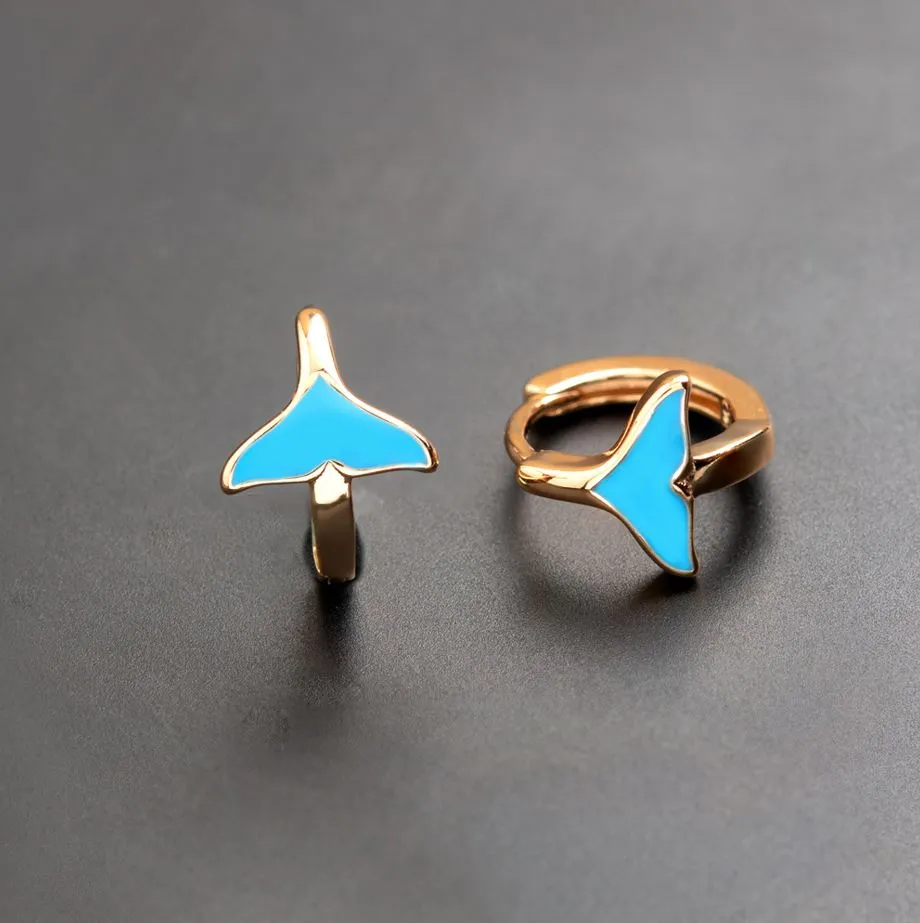 Gold Plated Floral Shaped Enamel Bali Hoops Earring
