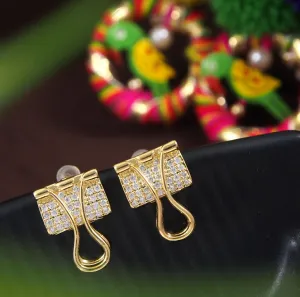 Korean Gold Plated Clip Shaped Stud Earring