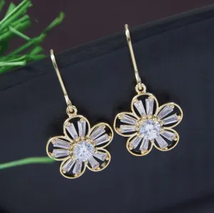 Korean Sunshine Cz Flower Earring
