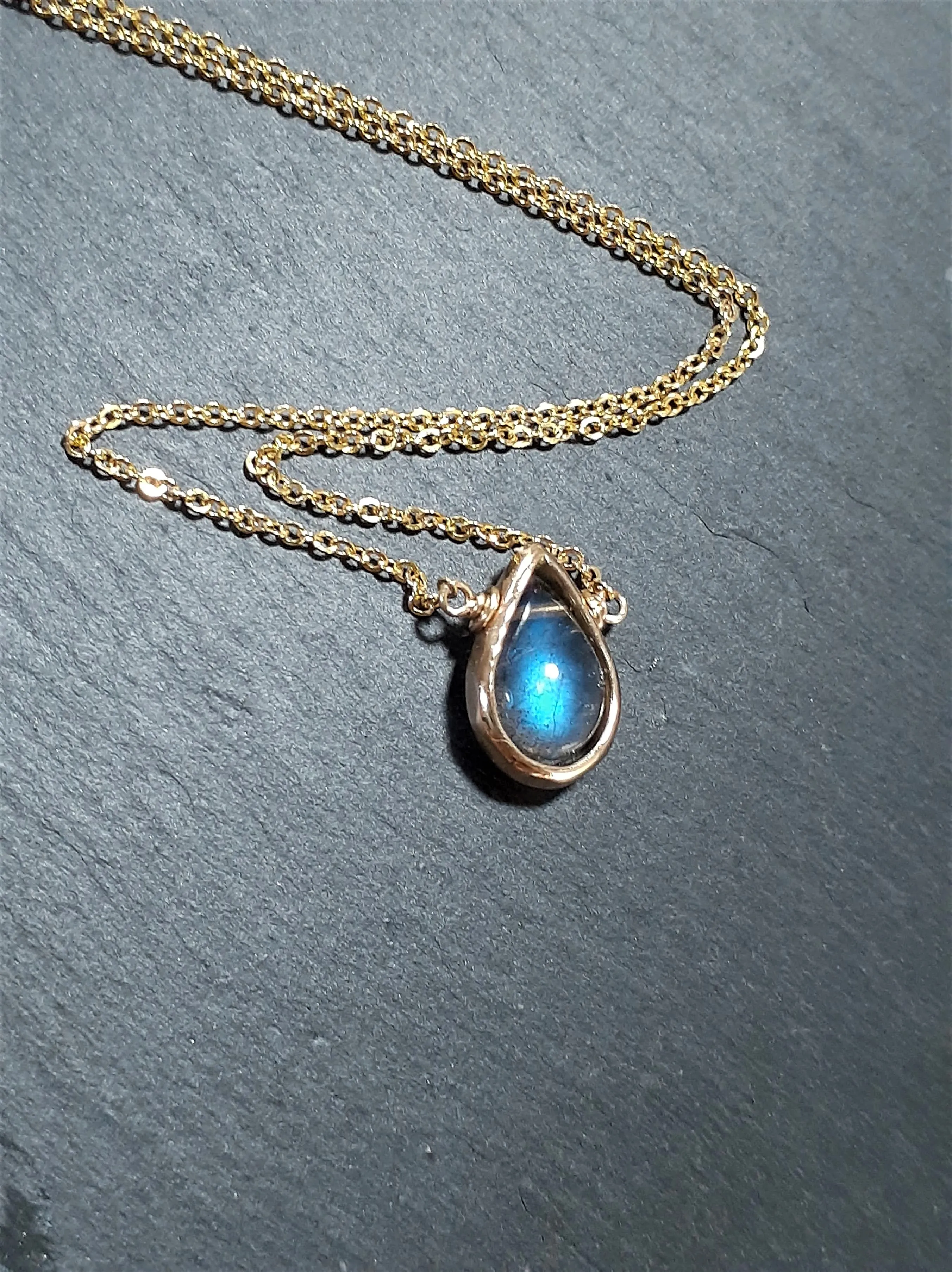 Labradorite Pear Pendant Necklace