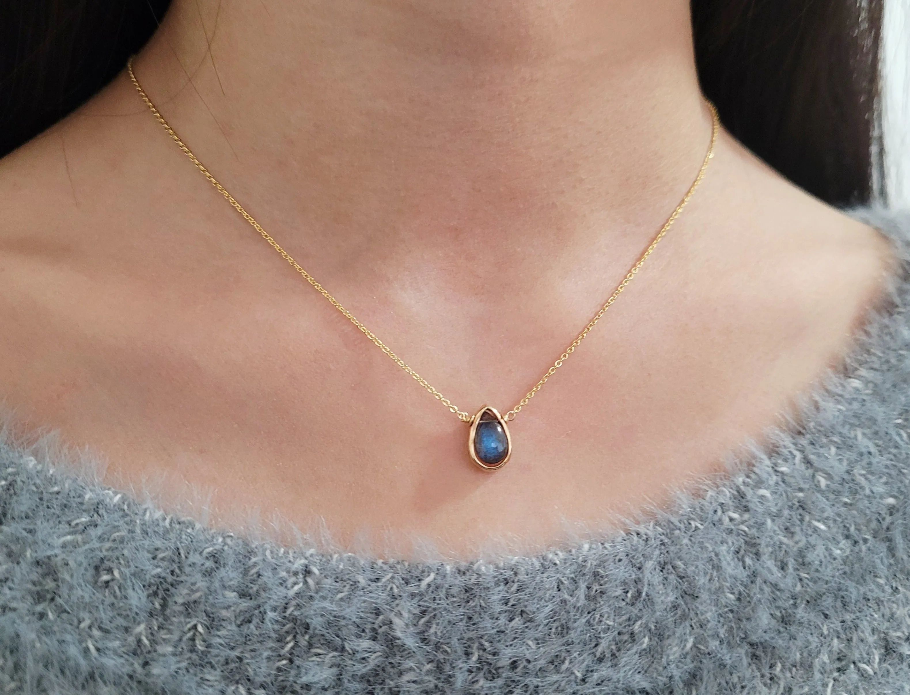 Labradorite Pear Pendant Necklace