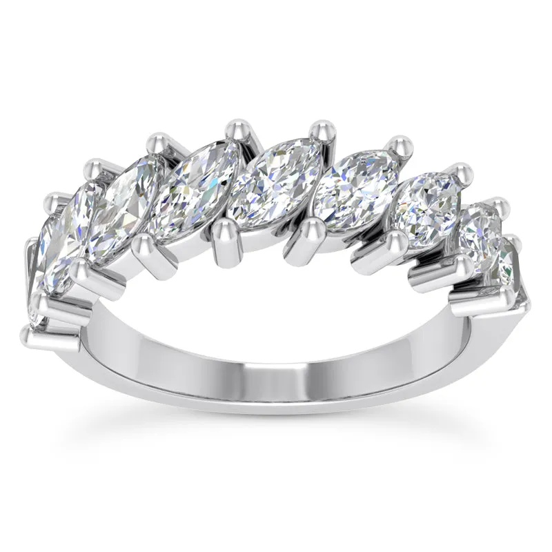 Marquise Diamond Wedding Band (Total Diamond Weight 1.35ct, Quality GH-VS)