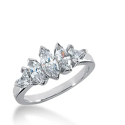 Marquise Trillion Diamond Wedding Band (Total Diamond Weight 1.4ct, Quality GH-VS)