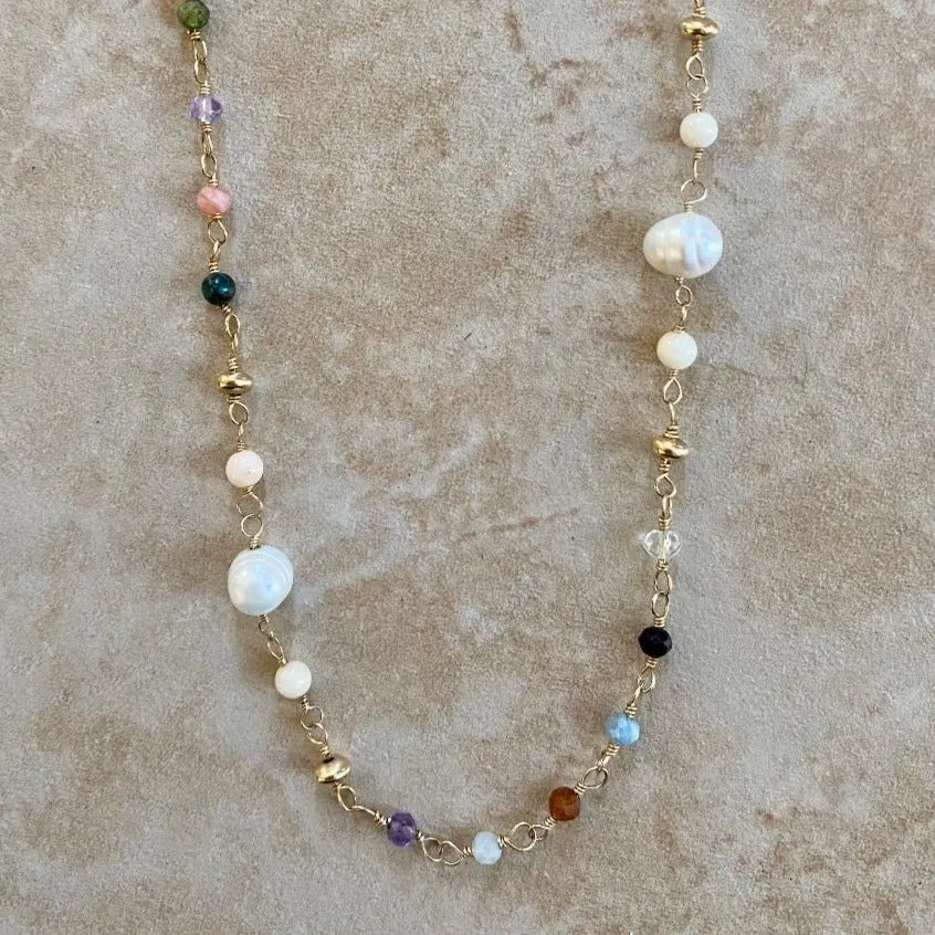 Mixed Gemstone Necklace -  Mara