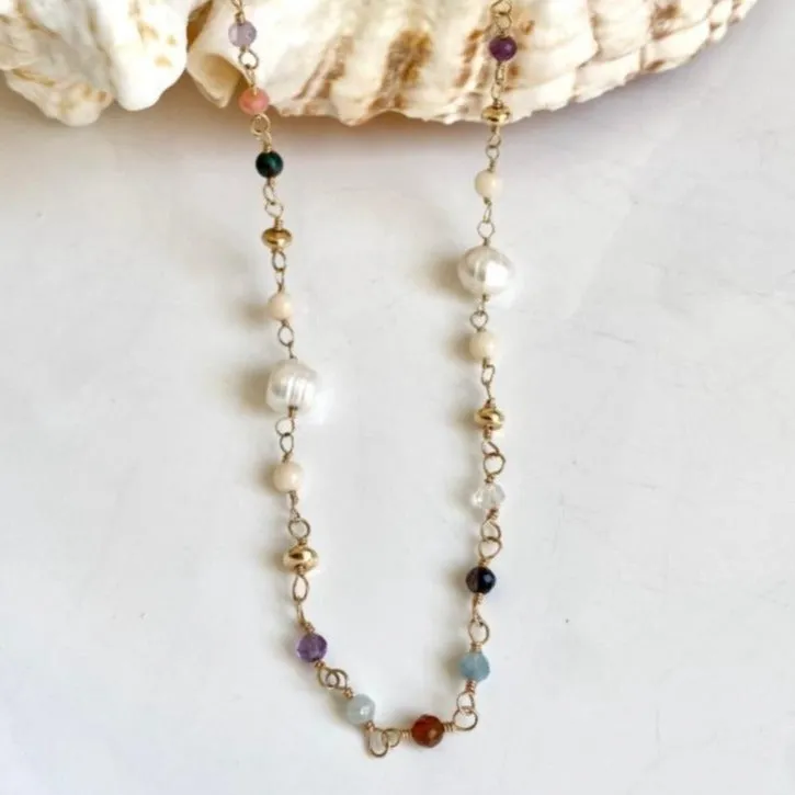 Mixed Gemstone Necklace -  Mara