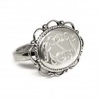 Oval Sterling Silver Filigree Ring - Plain or Monogram Engraved