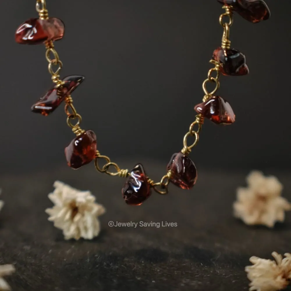 Raw Garnet Beaded Necklace
