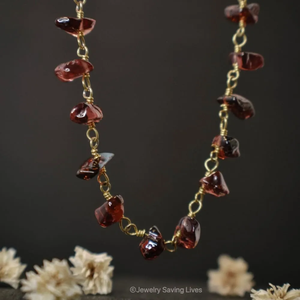 Raw Garnet Beaded Necklace