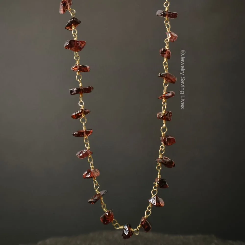 Raw Garnet Beaded Necklace