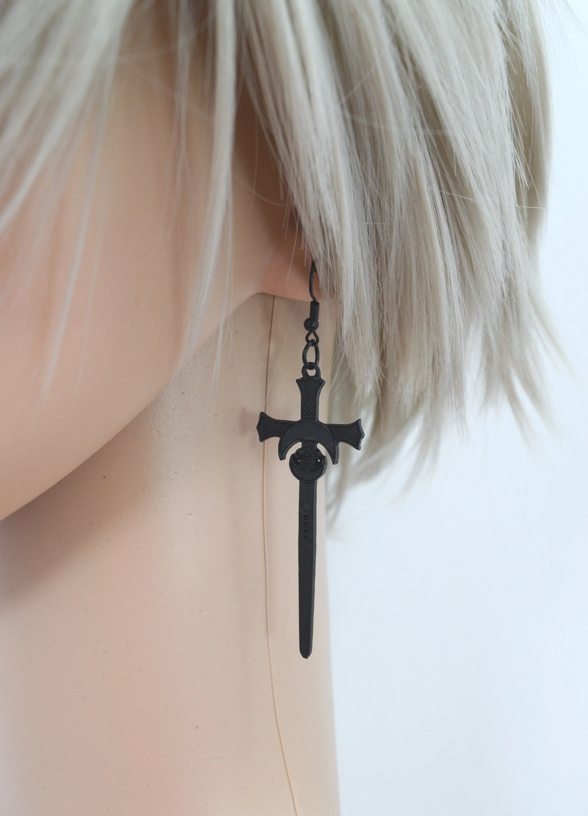 Restyle Moon Swords Earrings Distressed Gothic Witchy Occult Earrings