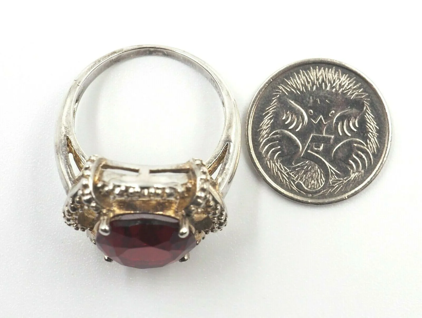 Ruby Red Glass 925 Sterling Silver Ring