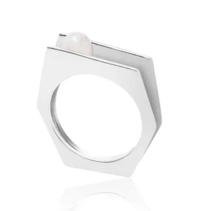Silver Ring White Pearl Alvaro