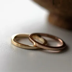 Solid Gold Square Wedding Ring Band