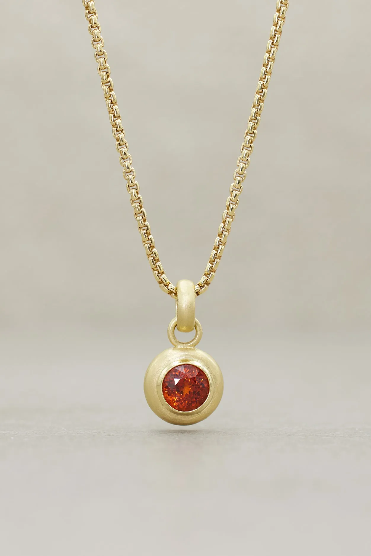 Spessartite Garnet  Round Brilliant Pendant