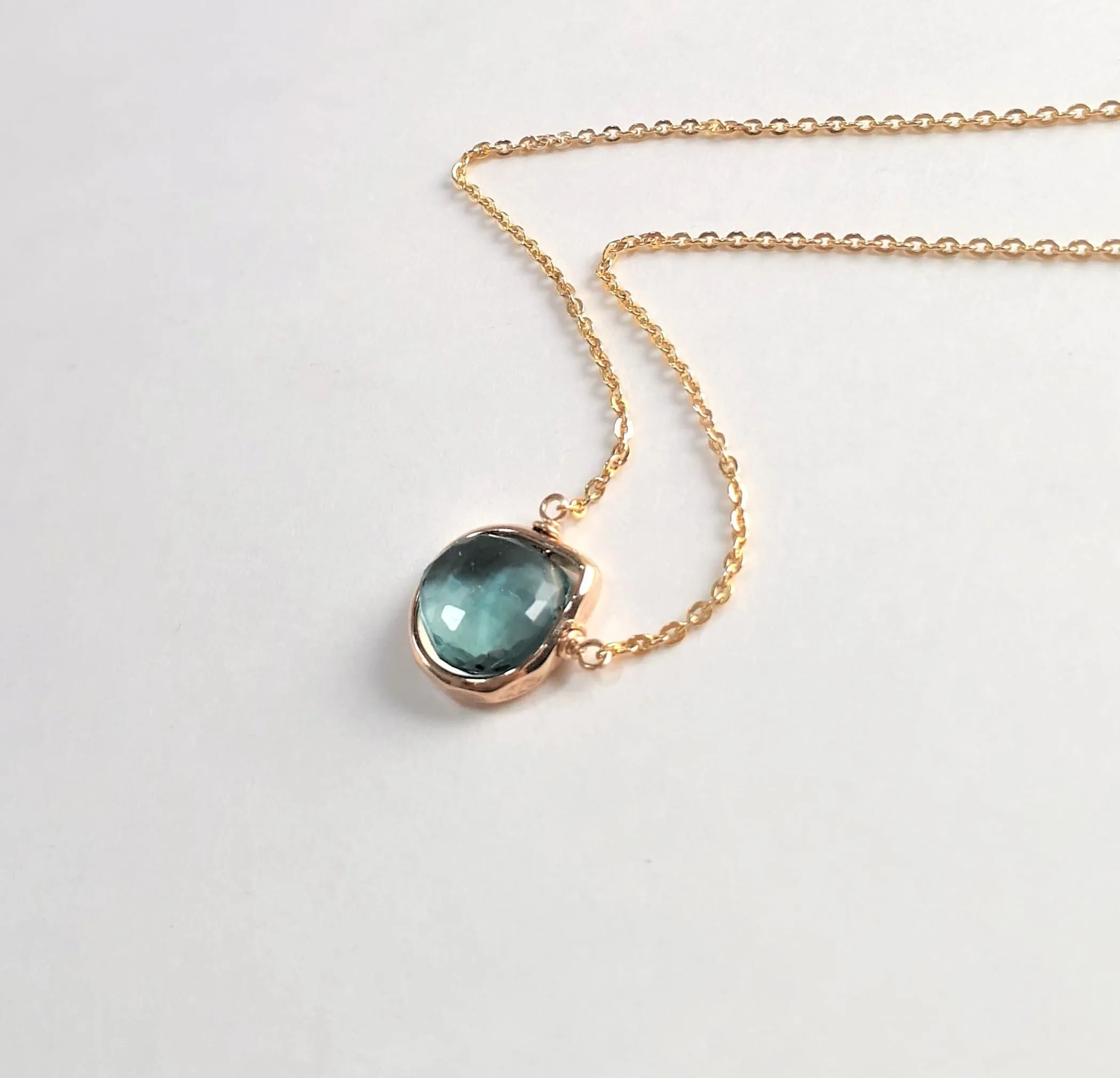 Teal Fluorite Heart Briolette Pendant Necklace