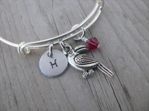 Toucan Charm Bracelet- Adjustable Bangle Bracelet with an accent bead of your choice