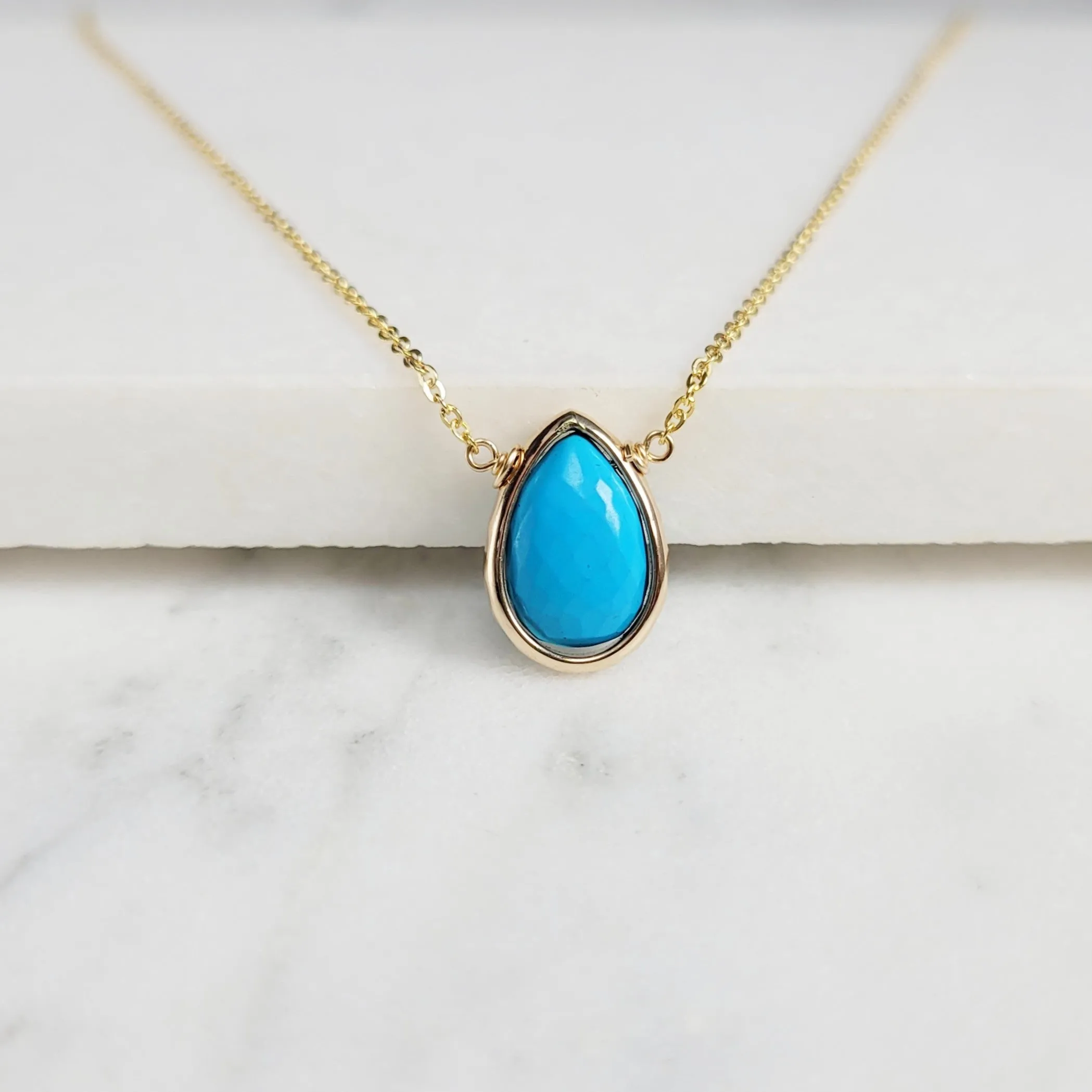 Turquoise Briolette Pendant Necklace