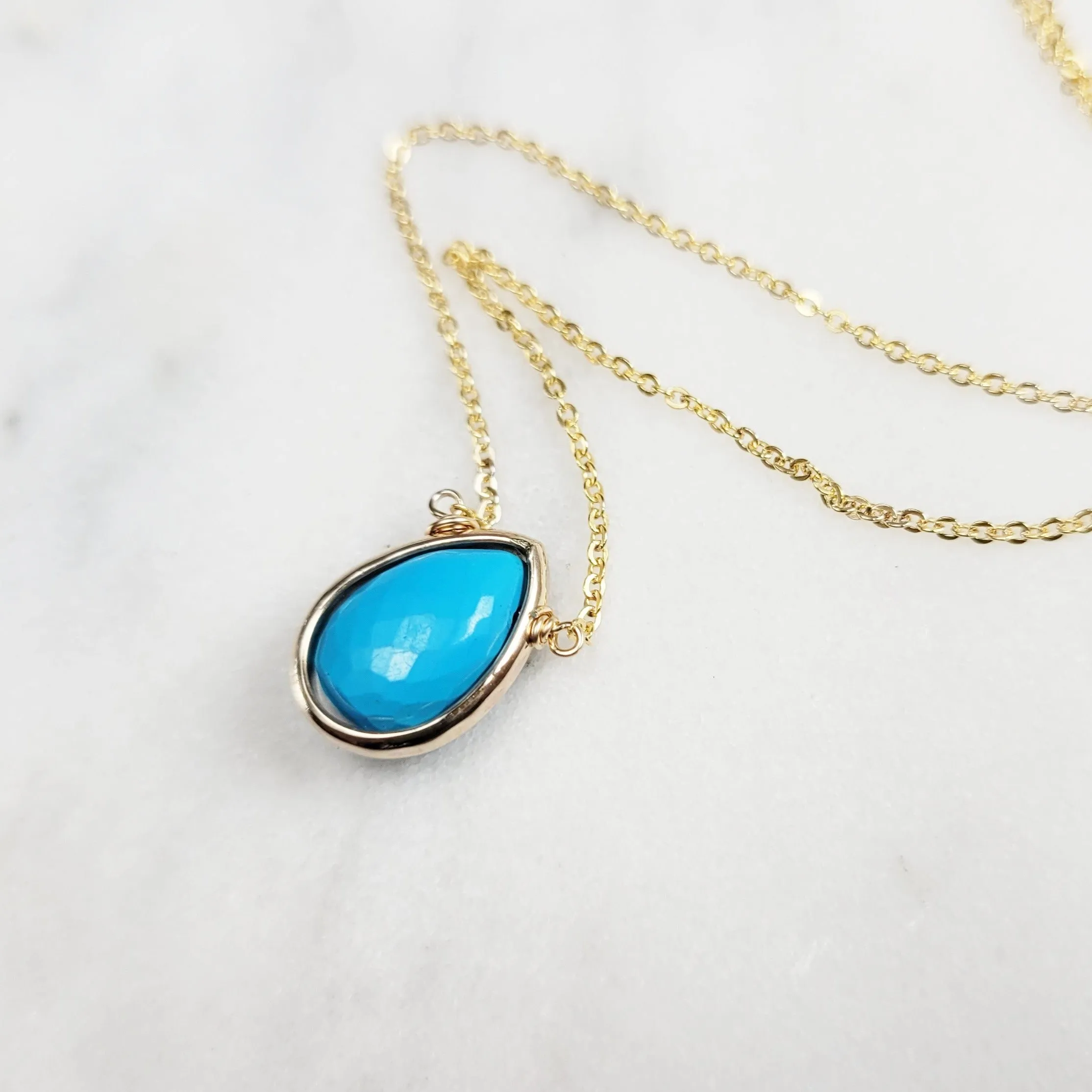 Turquoise Briolette Pendant Necklace