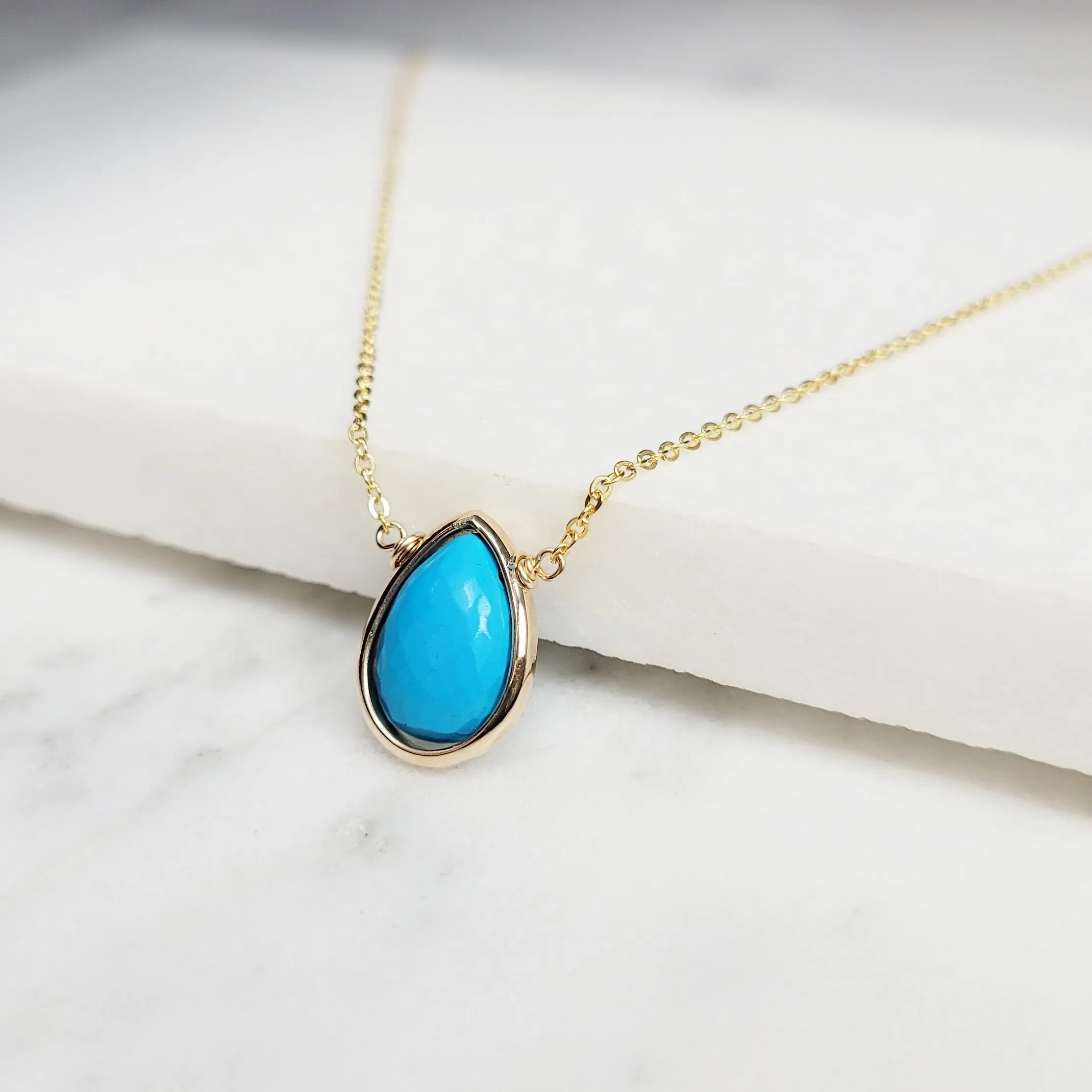 Turquoise Briolette Pendant Necklace