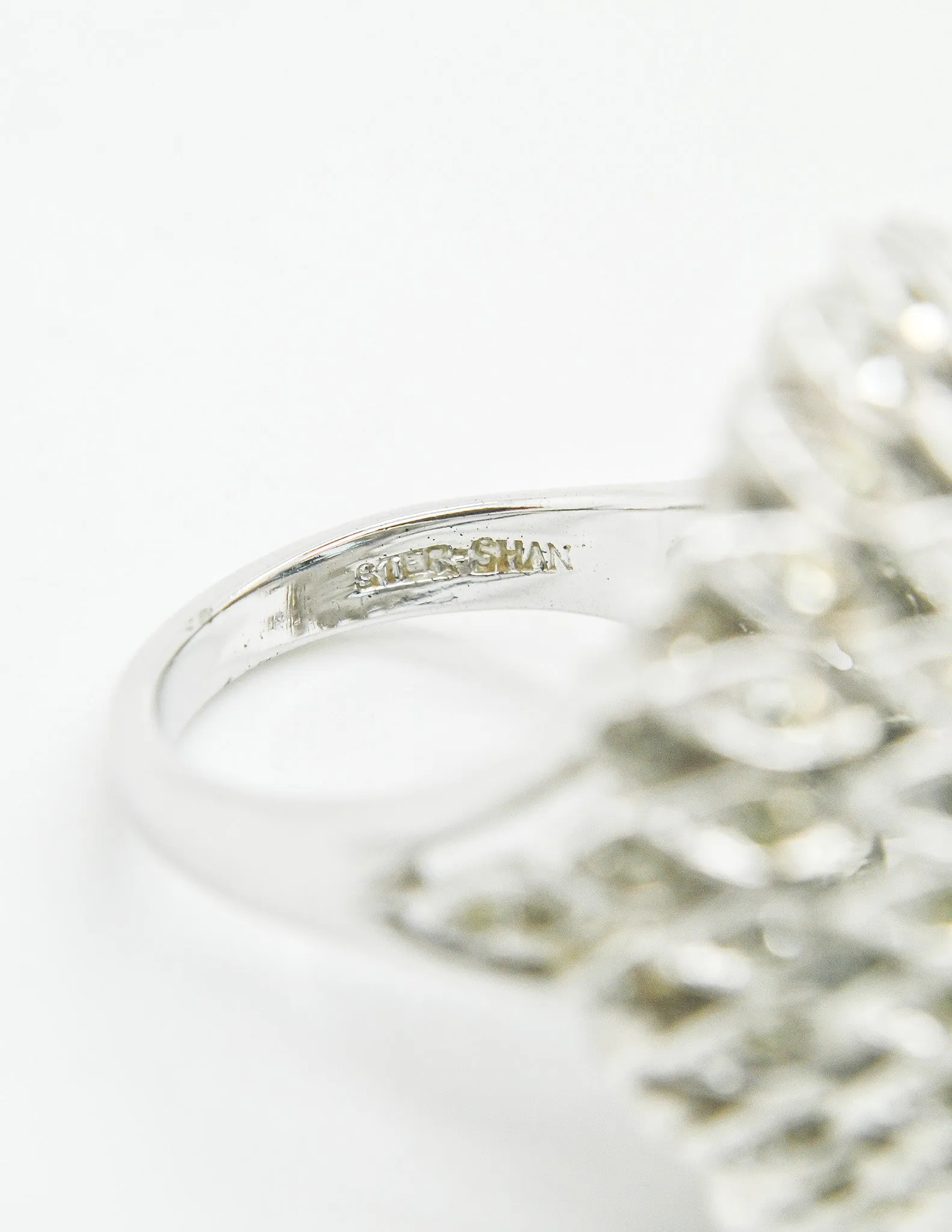 Vintage 1960s Huge Blue and Silver Cocktail Ring