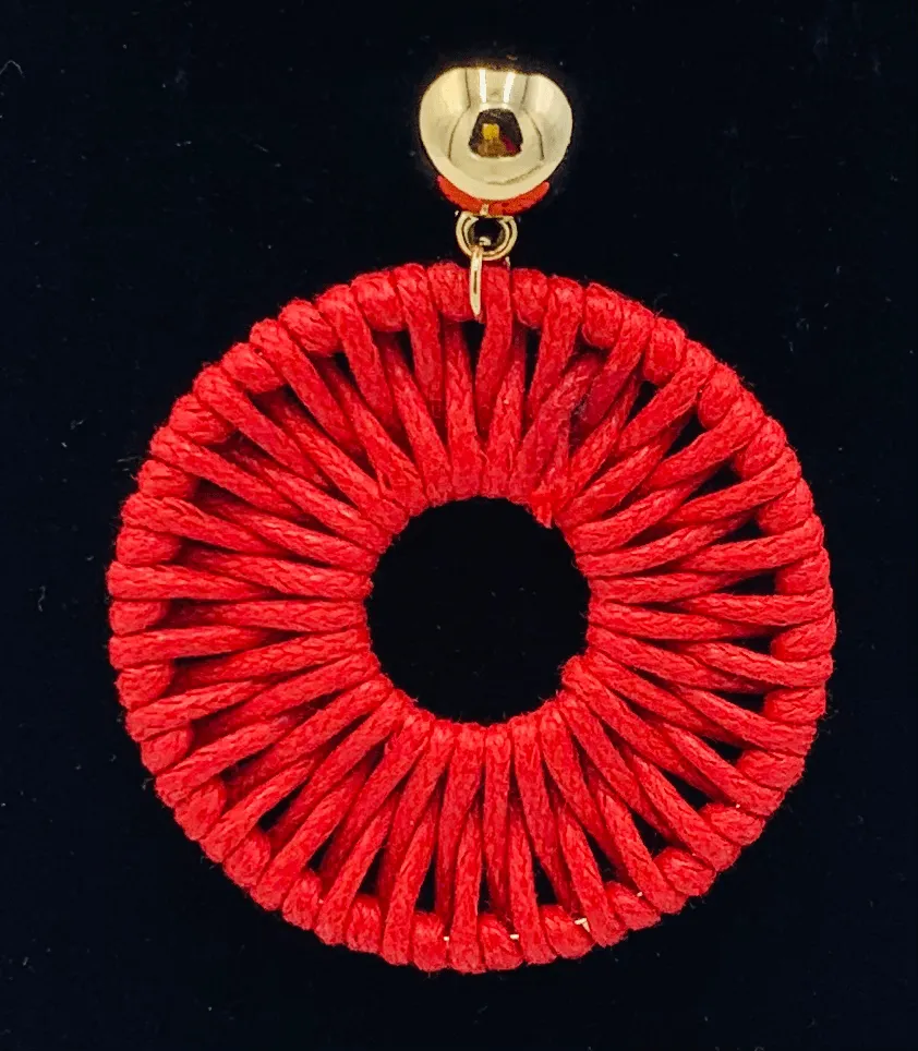 Yellow Crochet Hoop Earrings