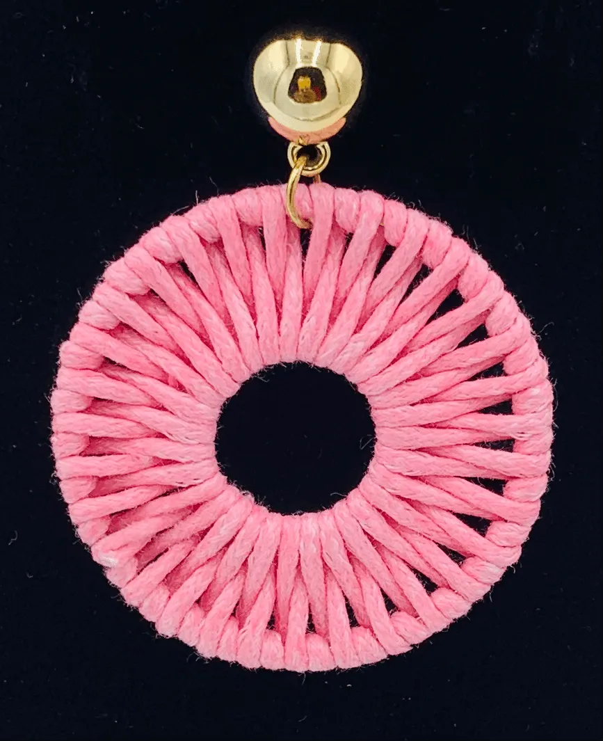 Yellow Crochet Hoop Earrings