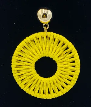 Yellow Crochet Hoop Earrings